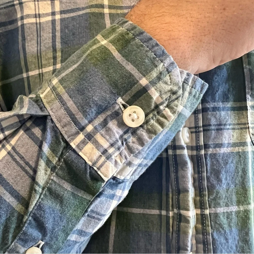 J. Crew Casual Blue and Green Plaid Shirt Size Small Slim